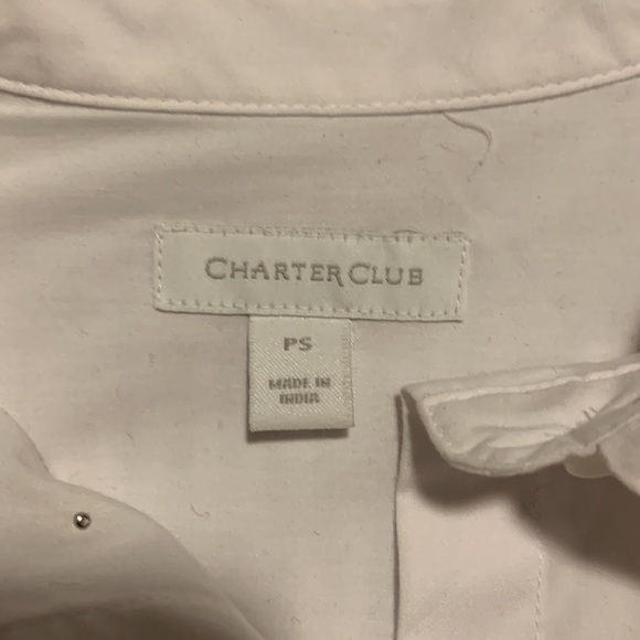 CHARTER Club size M, white button down shirt, cotton and polyester mix. - Picture 13 of 17